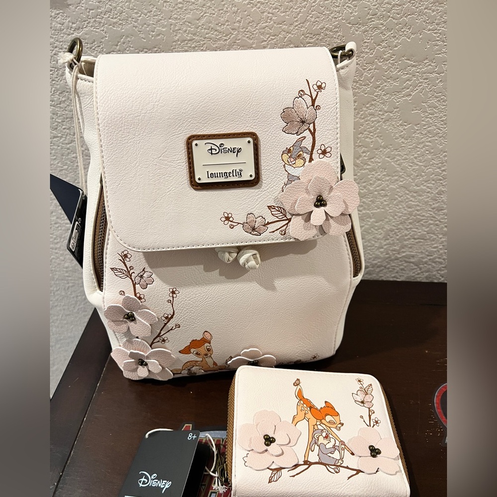 Loungefly Disney Bambi Thumper Cherry Blossom Floral Flap Mini Backpack & Wallet